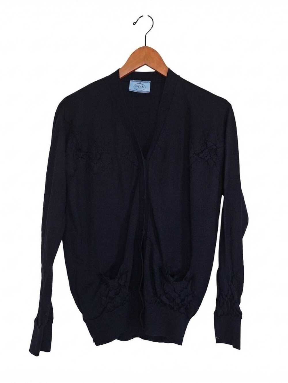 Prada Women's V Neck Virgin Wool Button Down Cardigan Size 44/US 10